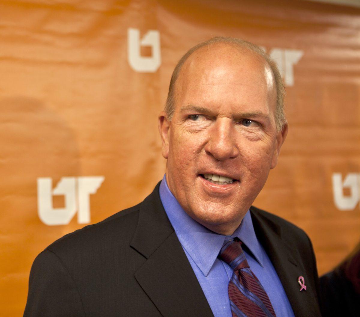 Mike McWherter takes questions in a brief post debate press conference at the Baker Center on Thursday, Oct. 7.