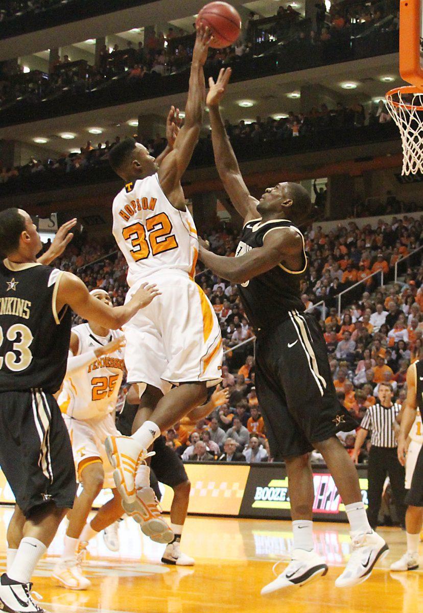Scotty Hopson shoots against Vanderbilt on Jan. 15. While he only had 2 points for the 1st half of the game, he picked it up and made 14 more points in a total play time of 32 minutes.