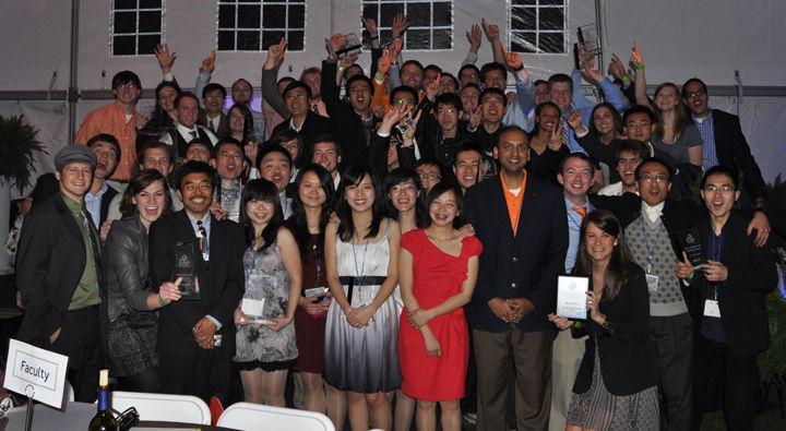 Students from the UT Department of Civil and Environmental Engineering celebrate with students and faculty from Tongji University following the American Society of Civil Engineers Southeast Student Conference on Saturday, March 26. UT took home first place from the conference, which hosts 26 schools from across the world in competitions designed to test creative solutions to practical engineering problems.