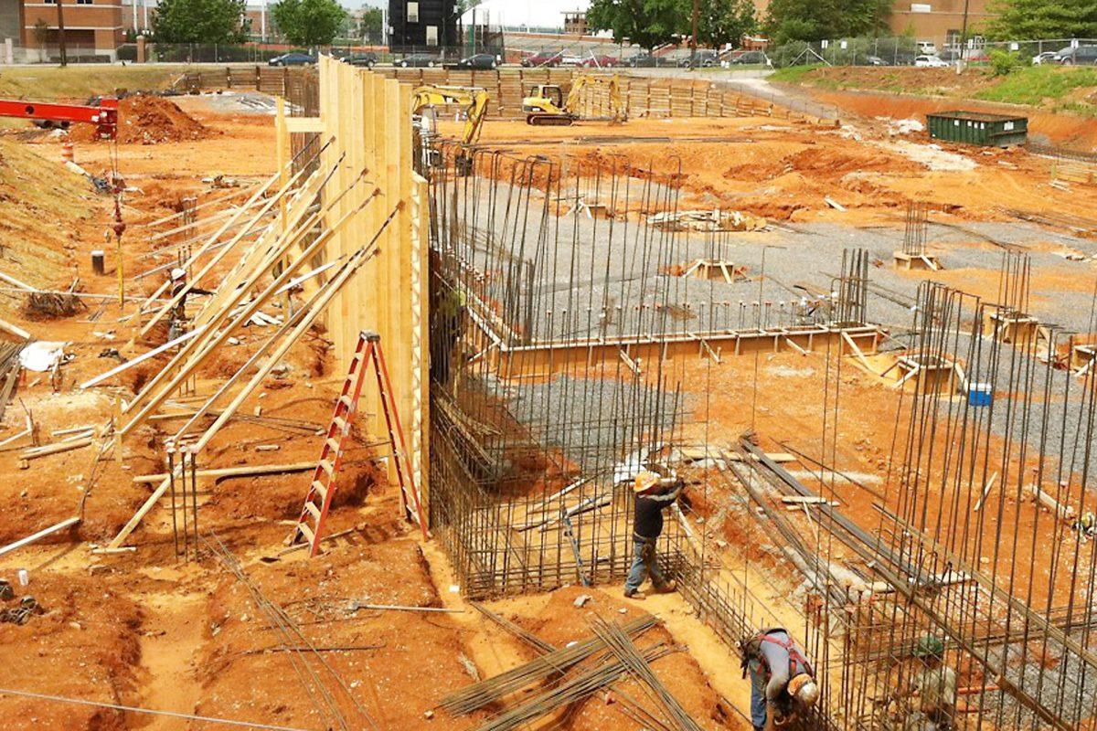 Construction continues on the new Natalie L. Haslam Music Center on June 27. The building is set to be completed in late 2013.