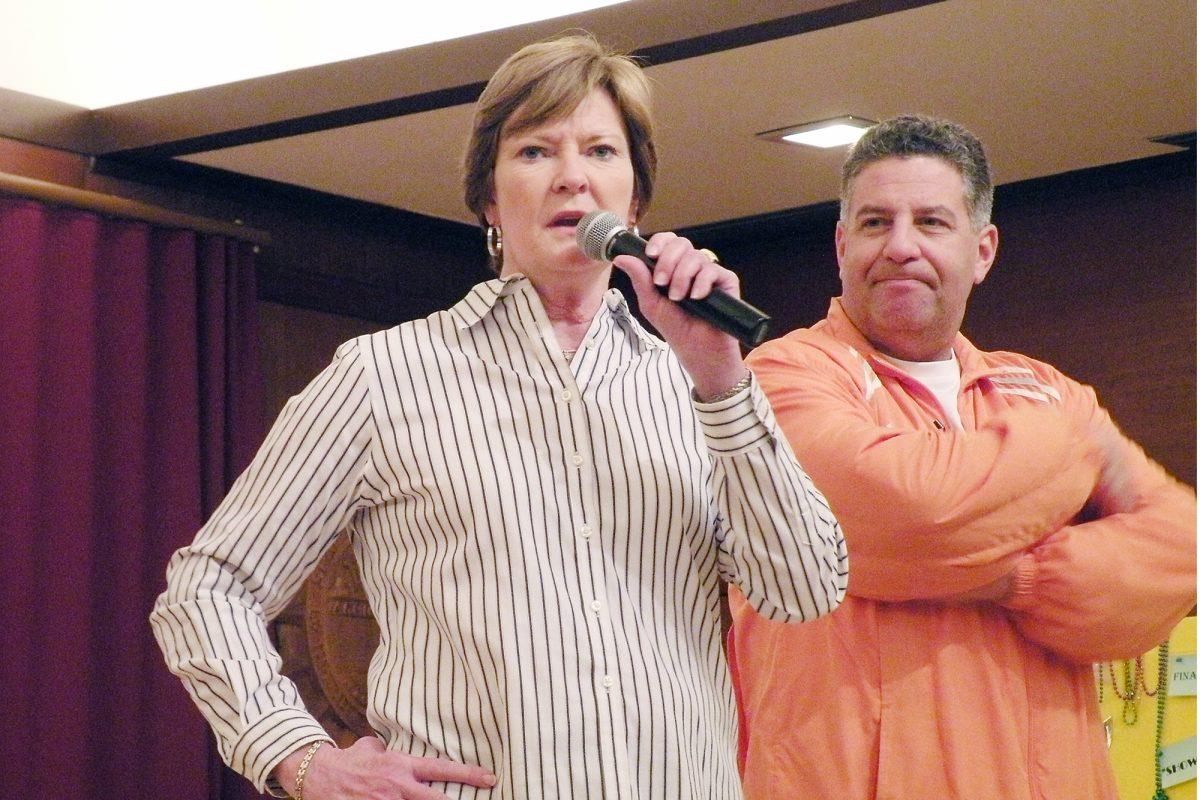 Former UT men’s basketball coach Bruce Pearl and current Lady Vol’s coach Pat Summitt talk to the crowd at the Vol for Life event on Feb. 16, 2010. Summitt announced on Tuesday her battle with early onset dementia, and on Wednesday Pearl received a three-year show-cause penalty from the NCAA.