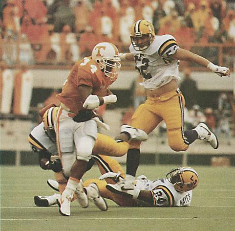 Reggie Cobb, a UT running back from 1987-1989, escapes from an LSU player in this undated photo. Cobb scored 20 touchdowns his freshman year. He also holds a UT single-season record of 1,721 all-purpose yards.