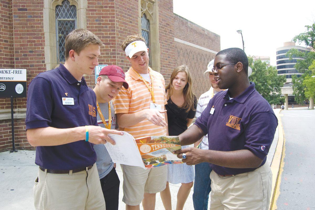Orientation Leaders show upcoming freshmen something from a program in June 2009. Leaders soon will be picked through SOLD, Student Orientation &amp; Leadership Development. SOLD includes Orientation Leaders, Ignite Team Leaders and Leadership Guides.