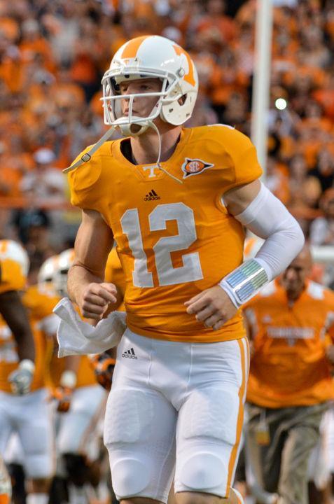 Matt Simms takes the field after running through the T during pregame ceremonies before a game against Georgia on Saturday, Oct. 8. Simms will start against LSU this weekend, a game he had singled out wanting to play in during an interview earlier this year.