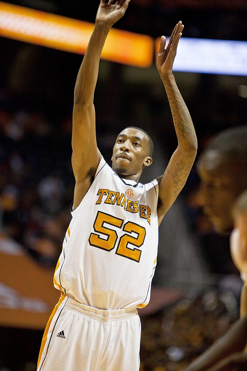 Junior guard Jordan McRae goes for a free throw against Carson-Newman on Nov. 2. McRae scored 17 points out of the 73 points the Vols scored. The Vols beat Carson-Newman in the exhibition game 73-52.