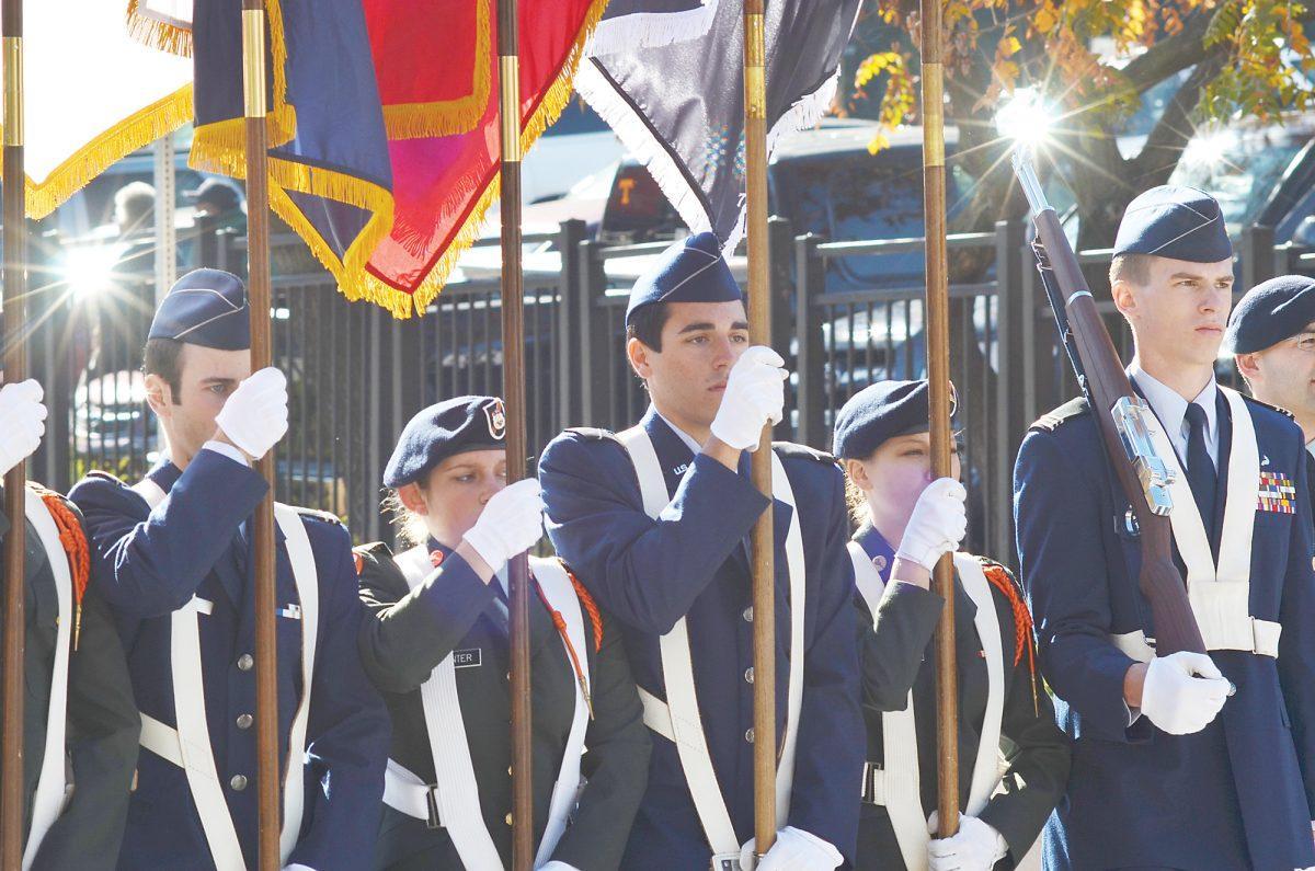 UTK ROTC presents the colors during the Veterans Day Parade on Nov. 11, 2010. Veterans at UTK will hold a remembrance of soldiers who lost their lives in combat since 9/11. The event will take place at Circle Park from 8 a.m. to 4 p.m.