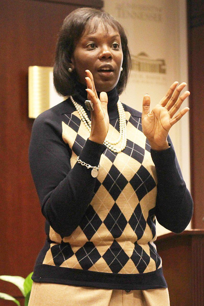 Melissa S. Shivers, assistant vice chancellor for Student Life, spoke to the audience about how UT is working towards the goal of being a top 25 school. There are several goals the university wants to accomplish, including improving academic advising and summer courses.