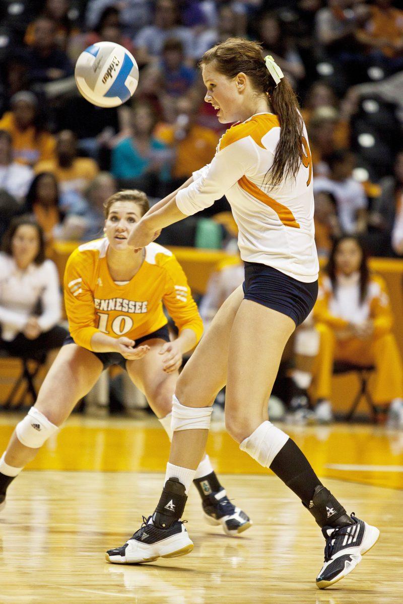 Kelsey Robinson prepares to hit the ball in a win against Kentucky that would give the Lady Vols their first regular-season SEC Championship on Nov. 23, 2011.
