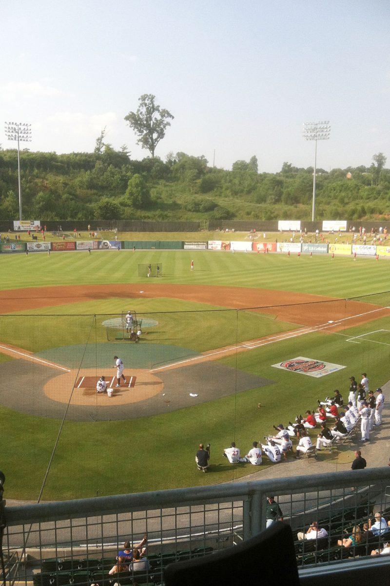 The teams warm up before the Southern League All-Star game on Tuesday, June 19.