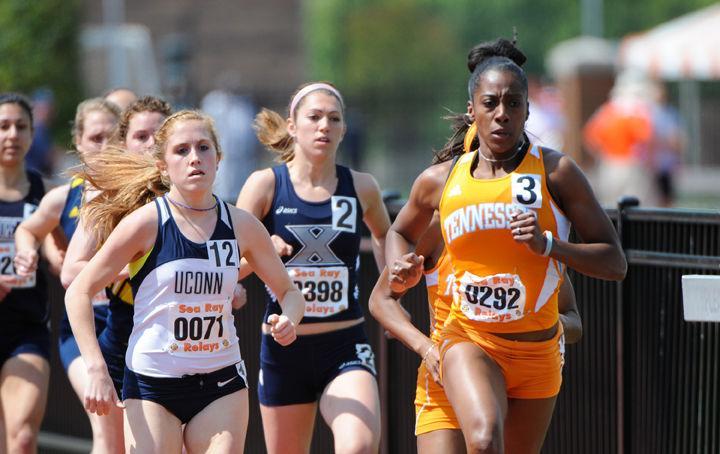 Chanelle Price runs at Sea Ray Relays on April 14. Price finished third in both the 800m run and 400m hurdles at the NCAA Outdoor Track &amp; Field Championships on Saturday, June 9.