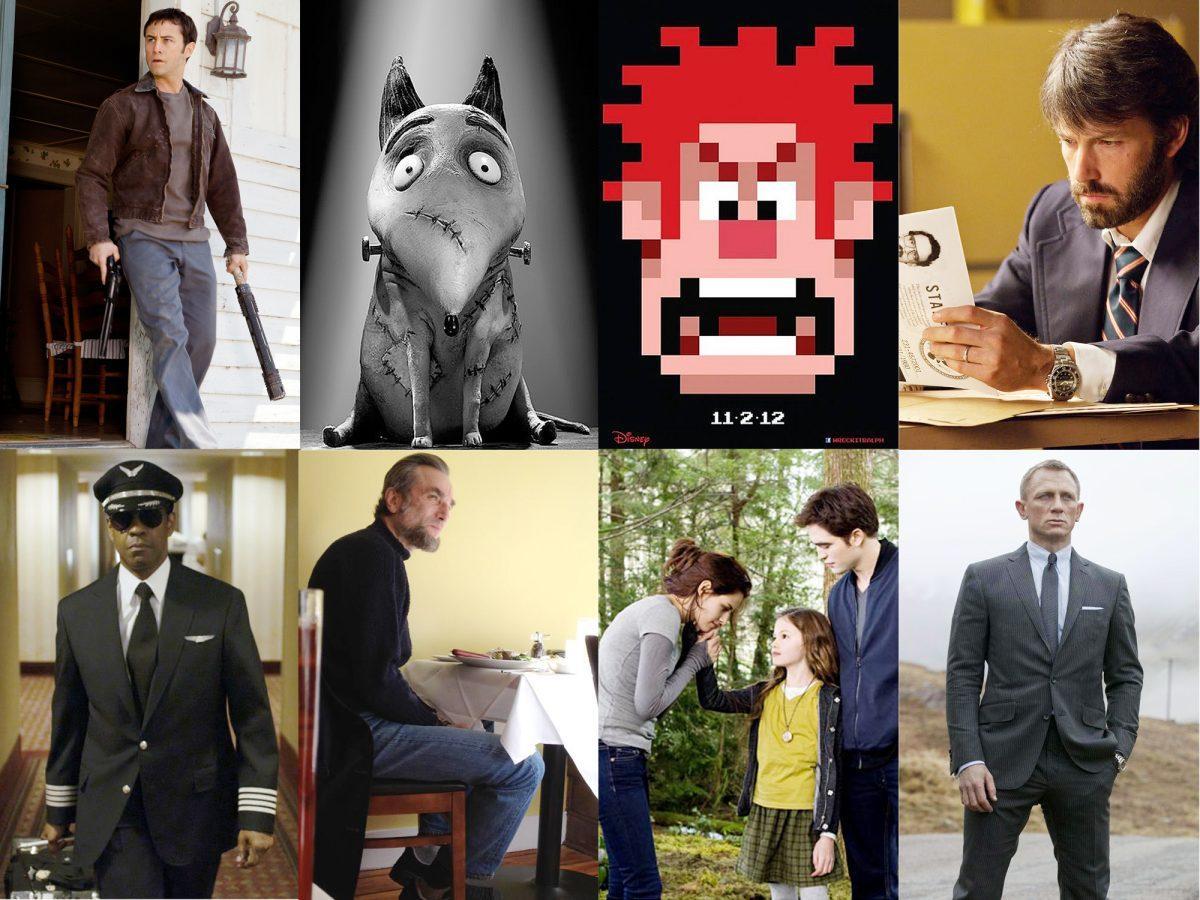 Top (L-R) Looper, Frankenweenie, Wreck It Ralph, Argo Bottom (L-R) Flight, Lincoln, Twilight Saga: Breaking Dawn Part 2, Skyfall