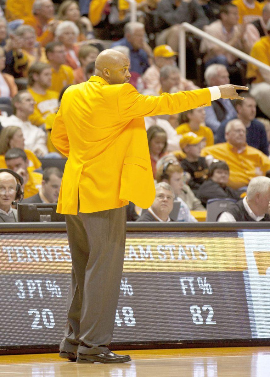 Coach Cuonzo Martin yells at his team during the Vanderbilt game on March 3, 2012.