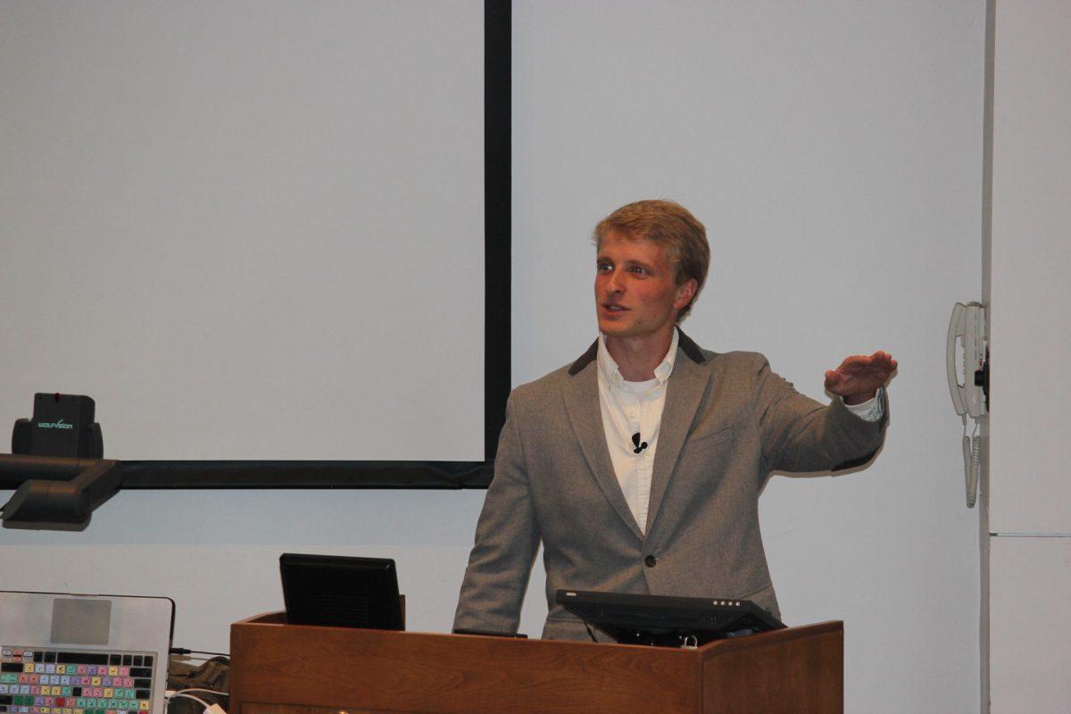 Paul Hassell speaks with students and fans on Sept. 20. Hassell has his work on display in the UC Concourse Gallery with his reception on Friday from 5-7 p.m.