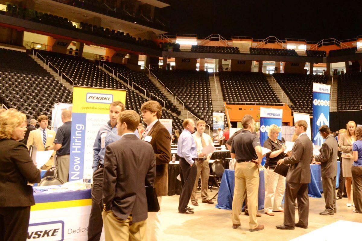 Students participate in the Logistics Job Fair on Monday. The Fall Job Fair is being held today in Thompson-Boling Arena from 2-6 p.m.