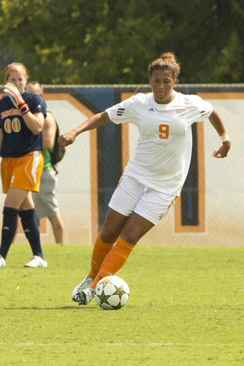 Senior defender Ali Hall streaks across the field during the VCU game on Aug. 26.