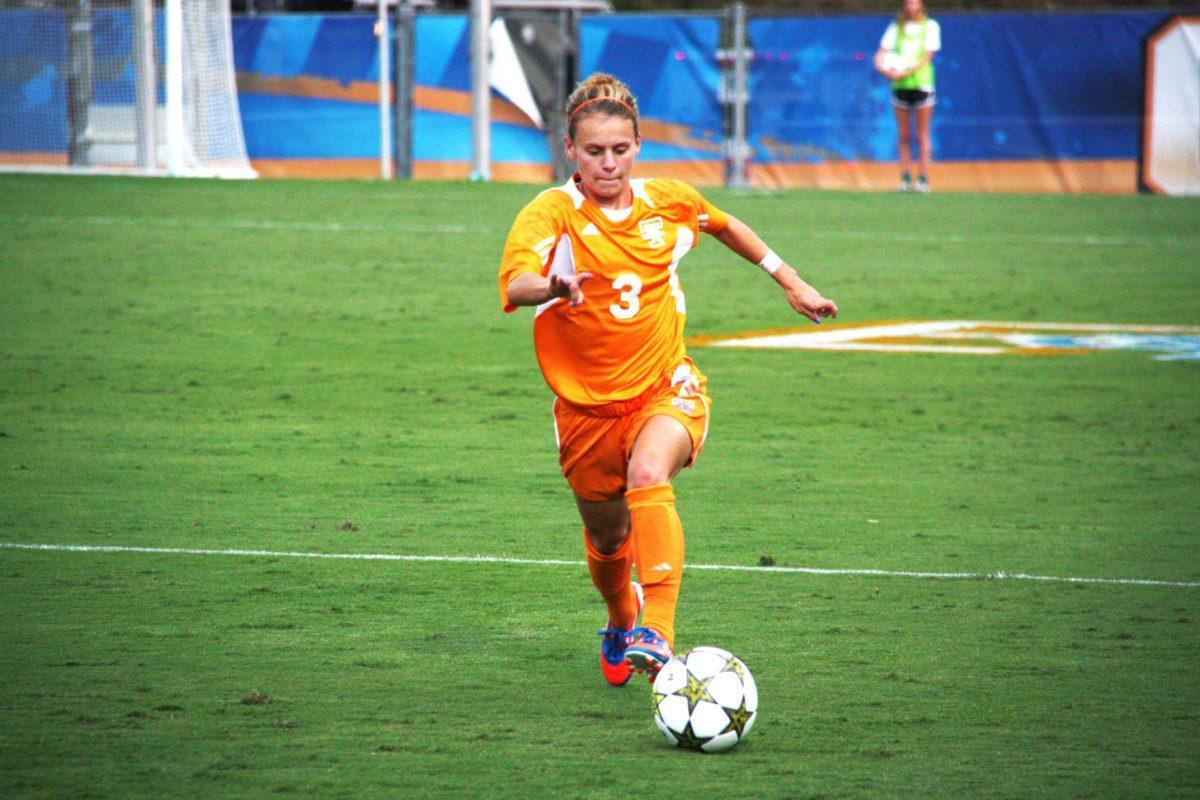 Junior Tori Bailey runs the field against Alabama on Sept. 14. Bailey helped the Lady Vols to victory against #11 Missouri on Sunday with a score in the last minutes of the game.