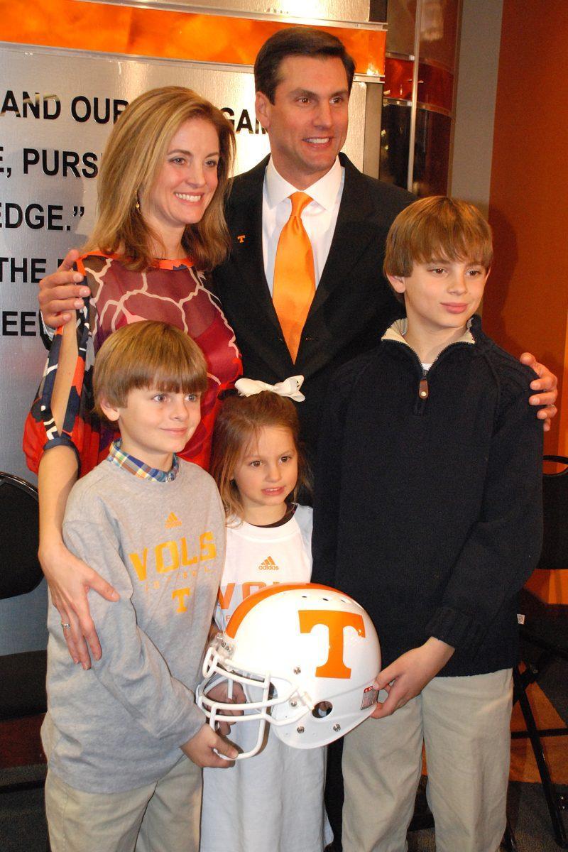 Derek Dooley poses with his family during his introduction press confrence on Jan. 15, 2010.