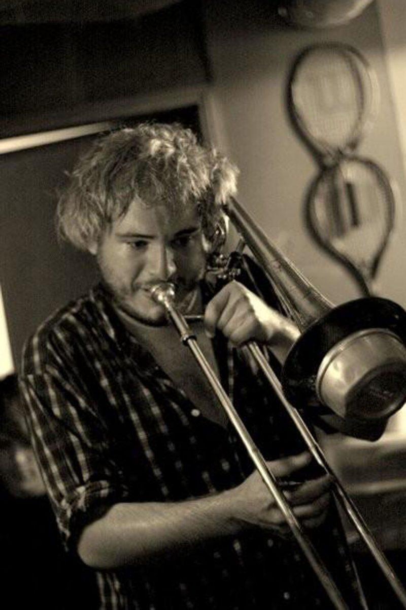 Grandpa's Stash member Colquitt plays the trombone during a show. The local Knoxville band will play with other Knoxville favorites such as The Black Cadillacs and Delta Saints in Market Square on Oct. 6.