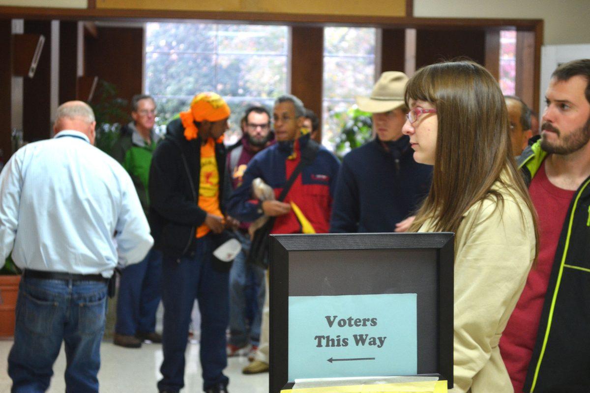 Voters wait in line at the UC to participate in early voting. The UC will be hosting early voting daily through Thursday from 10 a.m. to 8 p.m.