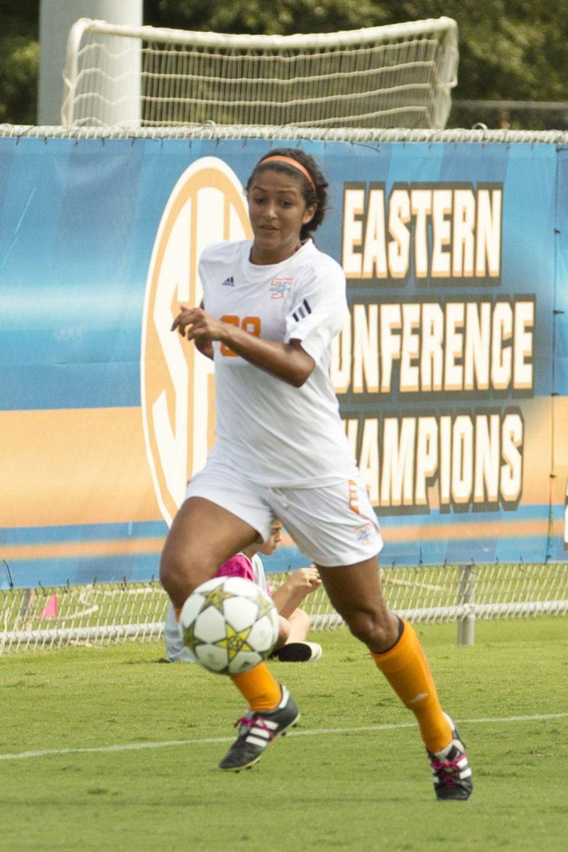 Brittany Wade runs down the field against VCU on Aug. 26.