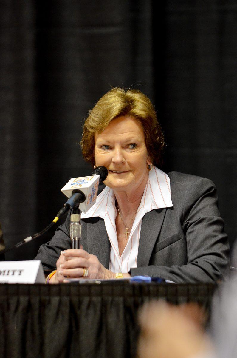 Pat Summitt speaks during her retirement press confrence on April 19.