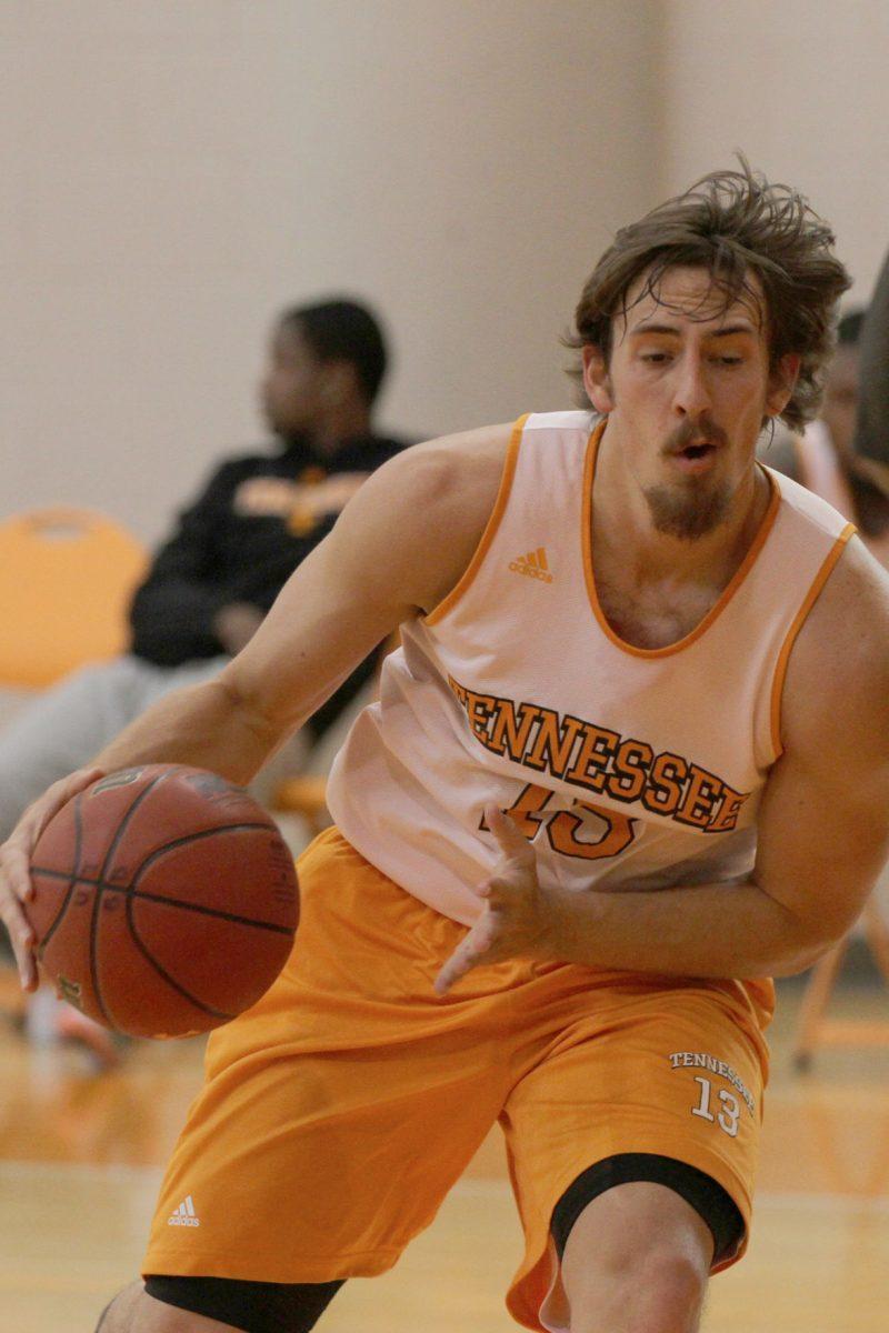 Senior klyar McBee streaks down the court during practice on Oct. 16.