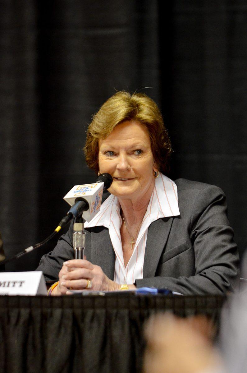 Pat Summitt speaks during her retirement press confrence on April 19.