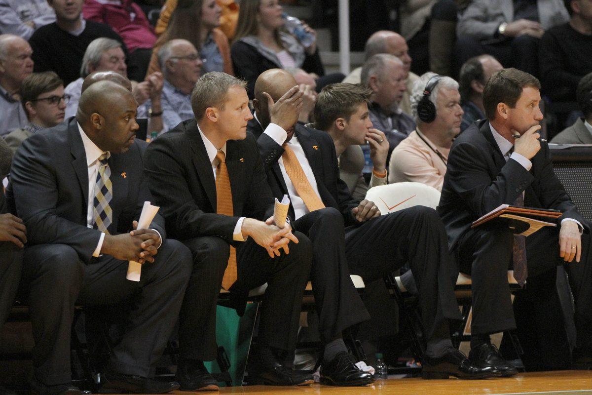 Coach Cuonzo Martin expresses his disgust at the Vols' performance during the Ole Miss game on Nov. 9.