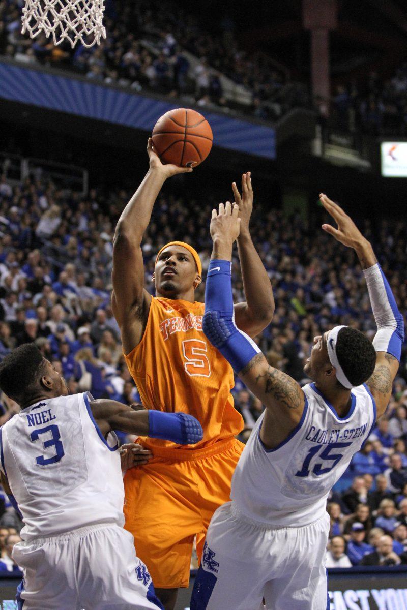 Janell Stokes pulls up in the lane during a loss UK on 1.15.11