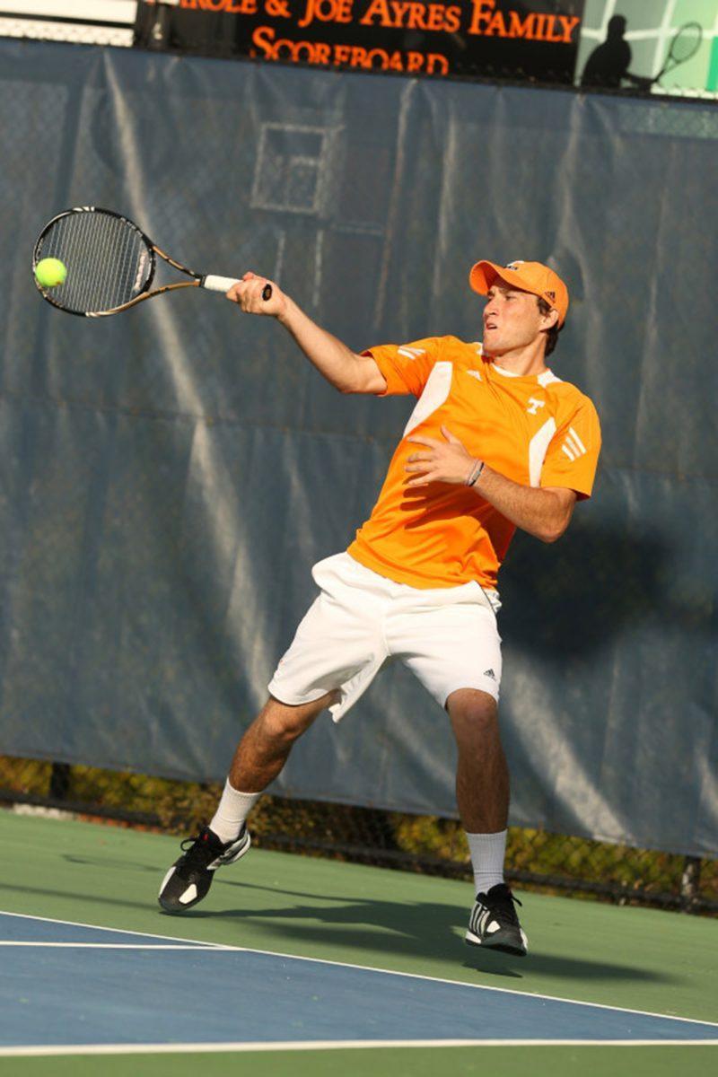 Sophomore Hunter Reese returns a backhand during the Tennessee Fall Invitational on Oct. 14. Reese's development will be a key storyline to the Vols' upcoming season.
