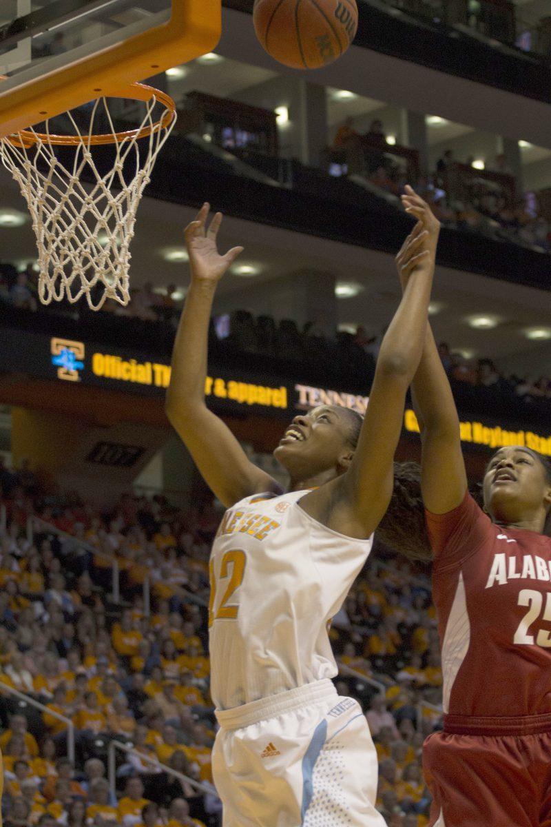 Bashaara Graves goes for the rebound against Alabama on Jan. 20.