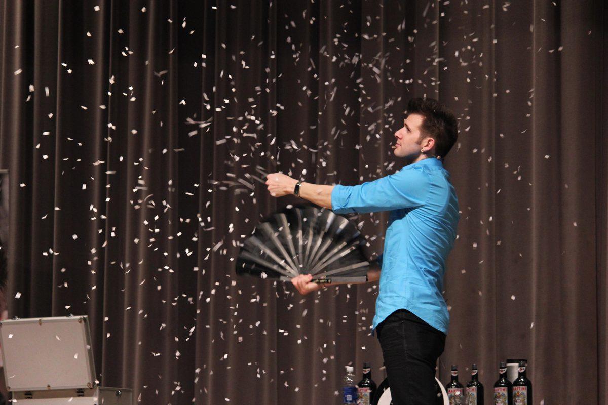 Magician Joel Meyers performs at the UC Auditorium on Friday.