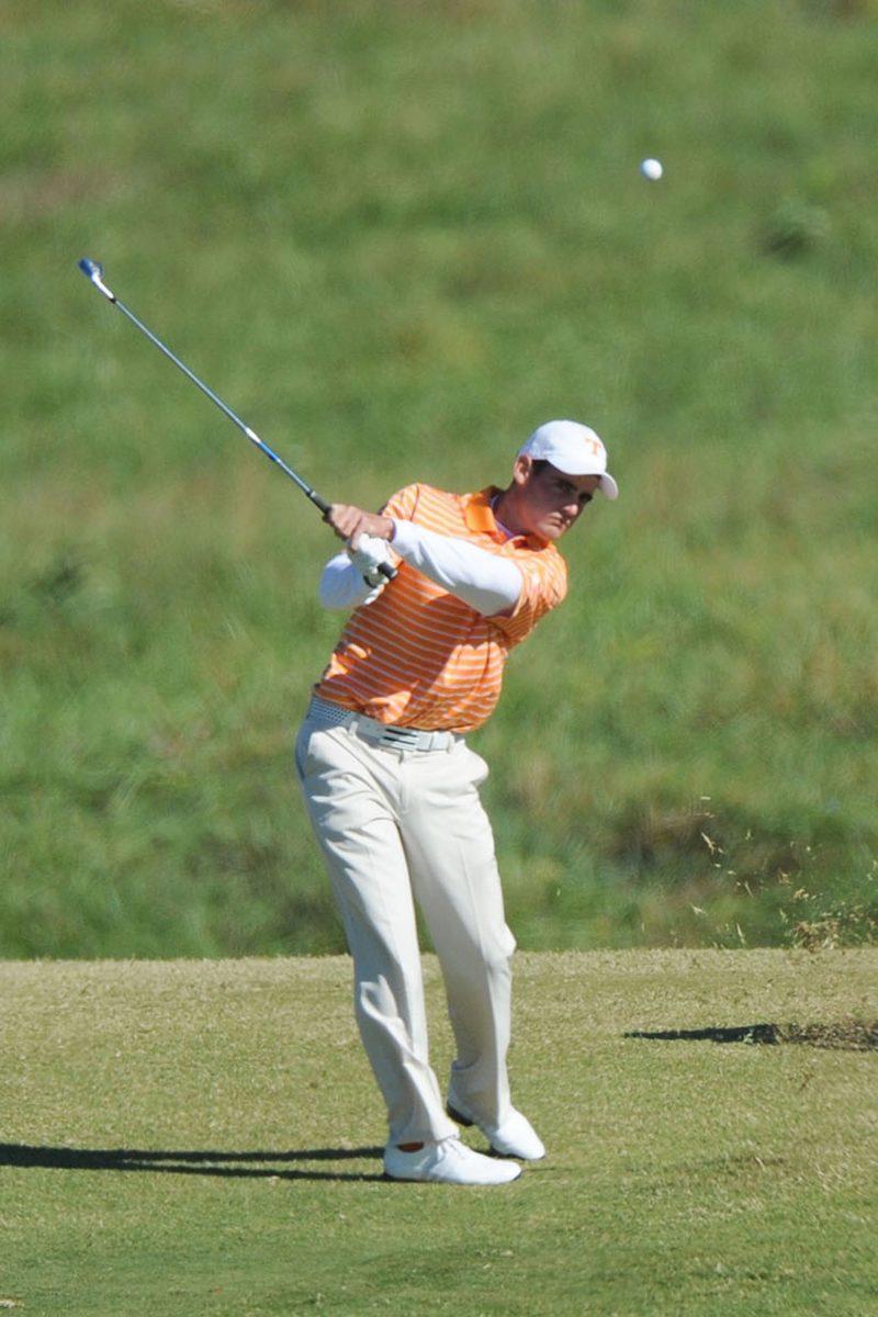 Senior Rick Lamb hits a drive during the Bank of Tennessee Intercollegiate Tournament on Oct. 16, 2011.
