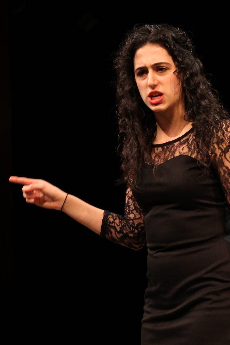 A student performs the “My Angry Vagina” piece during rehearsal for “The Vagina Monologues” on Feb. 12, 2011.
