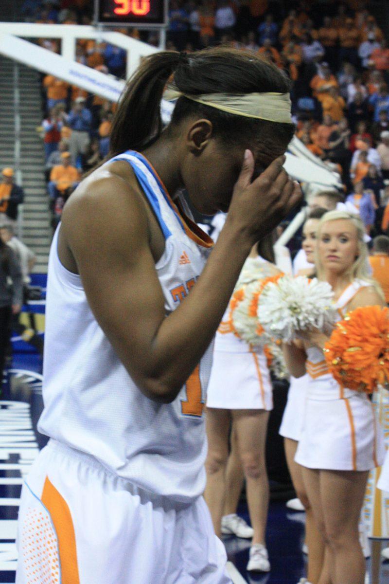 Freshman forward Bashaara Graves reacts to the loss against Texas A&amp;M during the SEC Tournament game at The Arena at Gwinnett Center in Duluth, Ga., on March 9