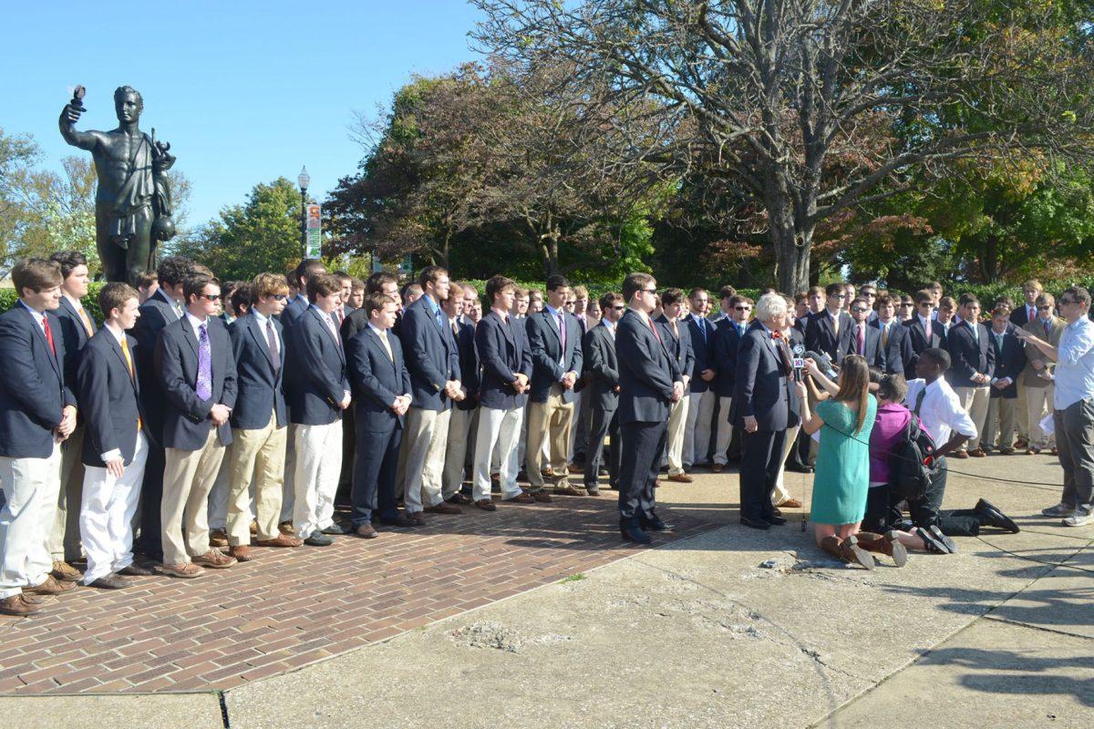 PIKE fraternity addresses the alcohol enema incident in Circle Park on Oct. 2, 2012.