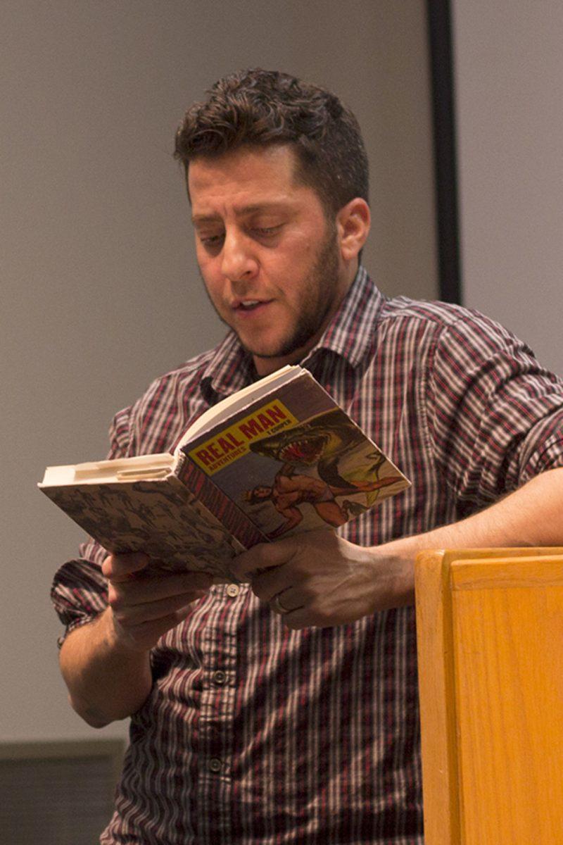 T. Cooper, author of 'Real Man Adventures,' reads an excerpt from his book during the 'Writers in the Library' event in Hodges Library Auditorium at 7 p.m. on March 12.