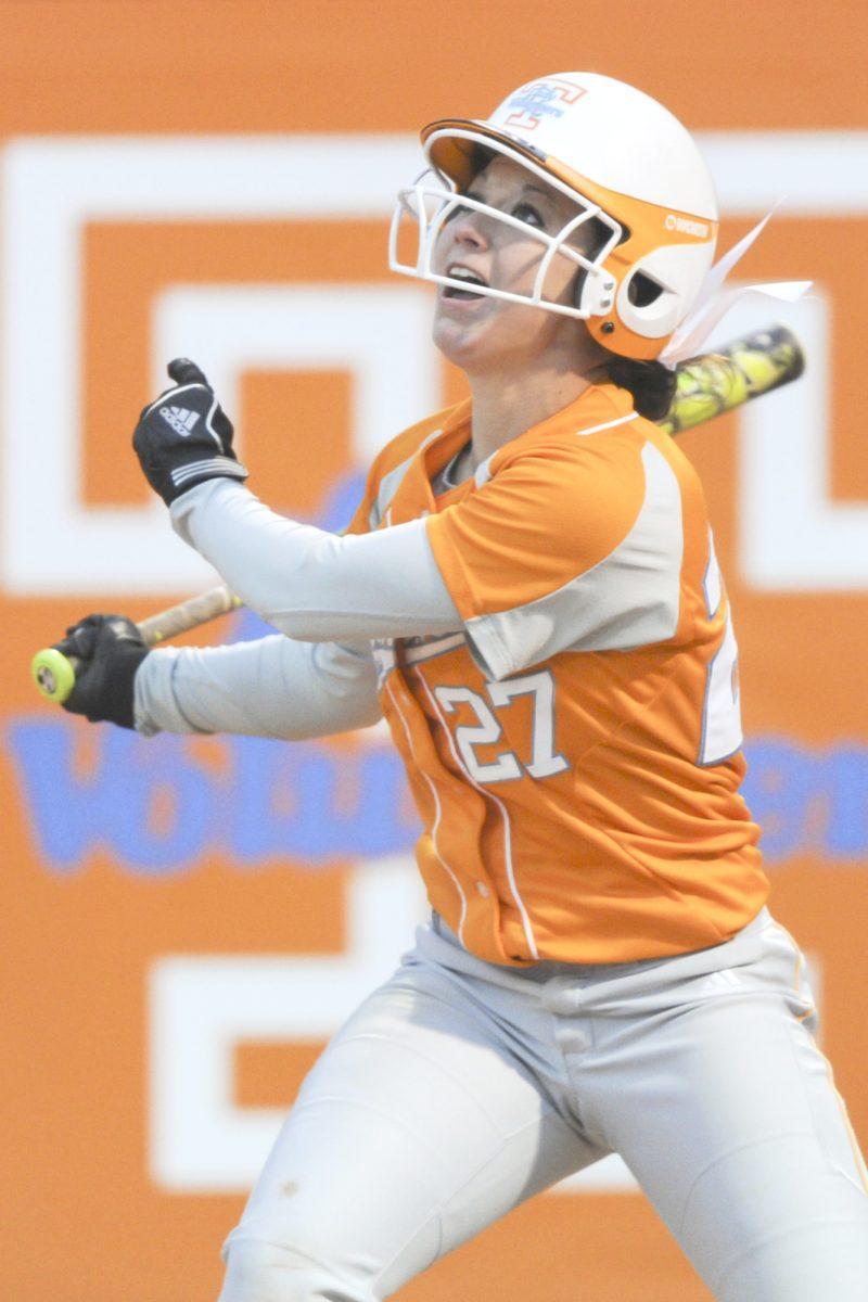 Senior infielder Lauren Gibson during the game against the Lipscomb University Bisons at Sherri Parker Lee Stadium on Feb. 26.