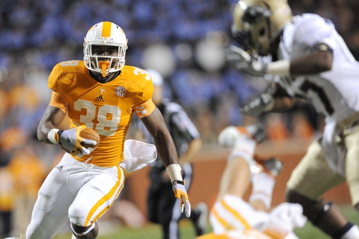 Justin King during the game between the University of Tennessee Volunteers and the Akron Zips on April 22, 2012
