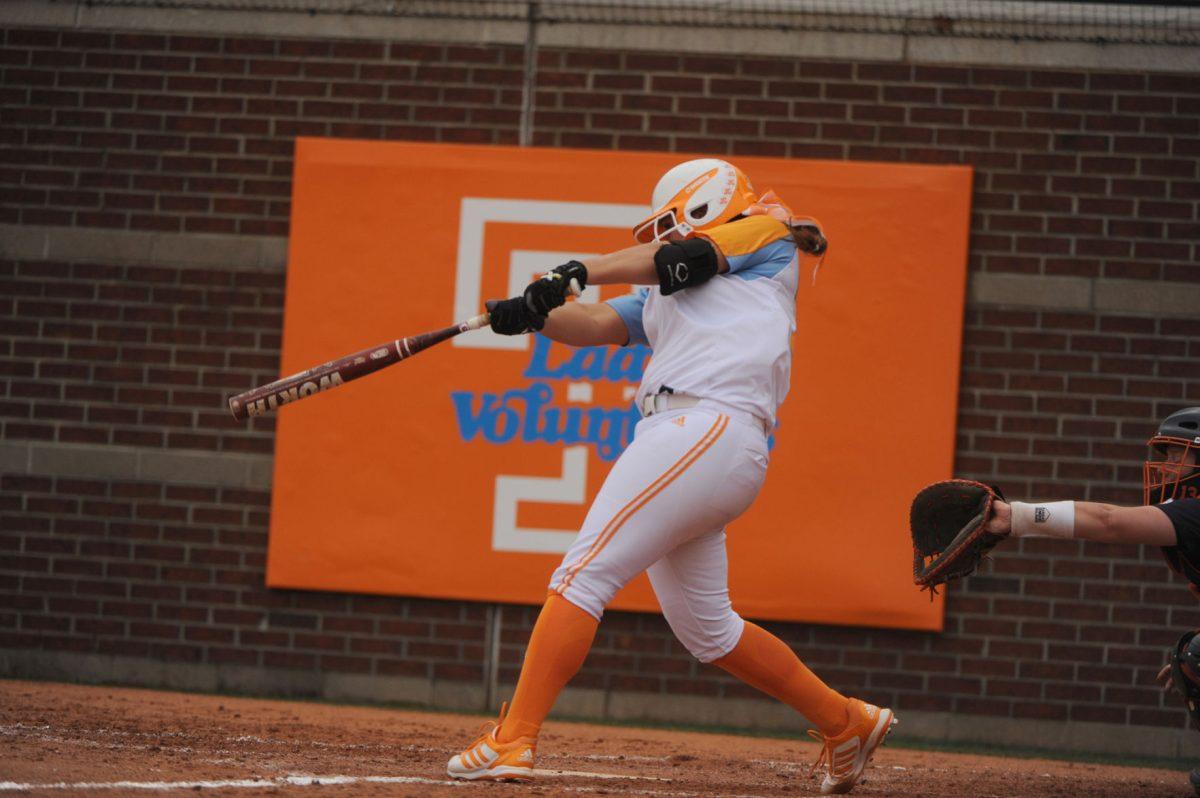 Sophomore infielder Cheyanne Tarango swings during a game against the Auburn Tigers on April 14.