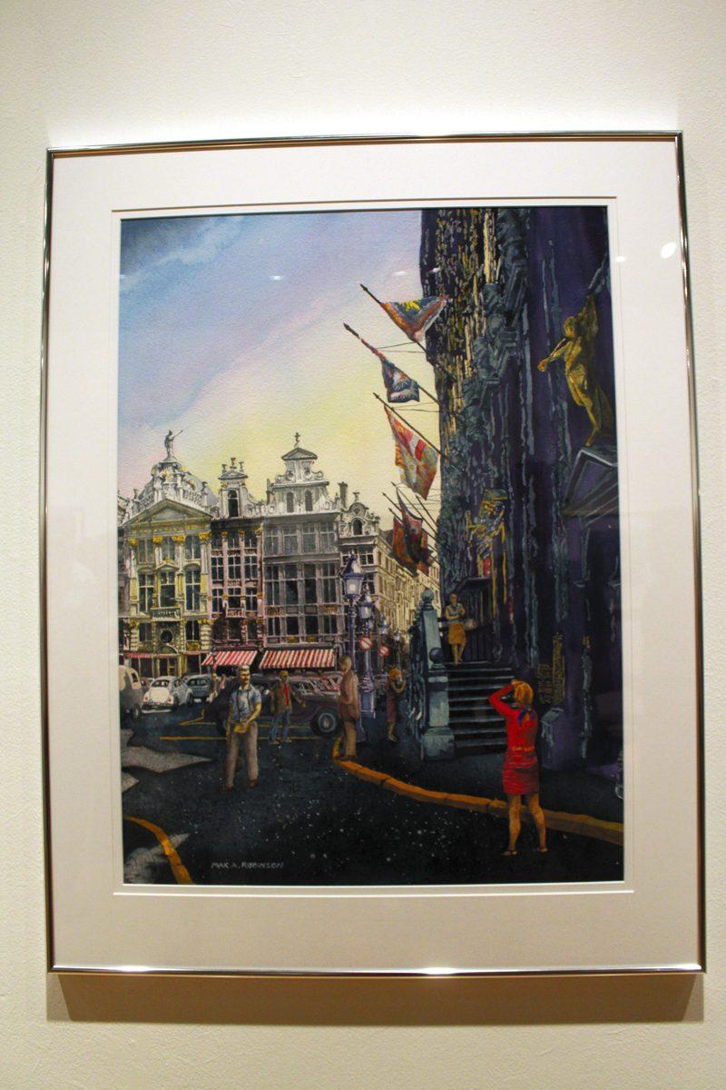 Max Robinson's painting hangs in UT's Downtown Gallery as a part of the 50th Anniversary Watercolor show, which was organized by the Knoxville Watercolor Society.