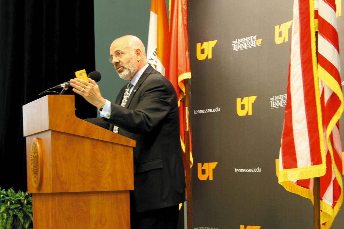 Joe DiPietro speaking at the Board of Trustees meeting this week where decisions about tuition were made.