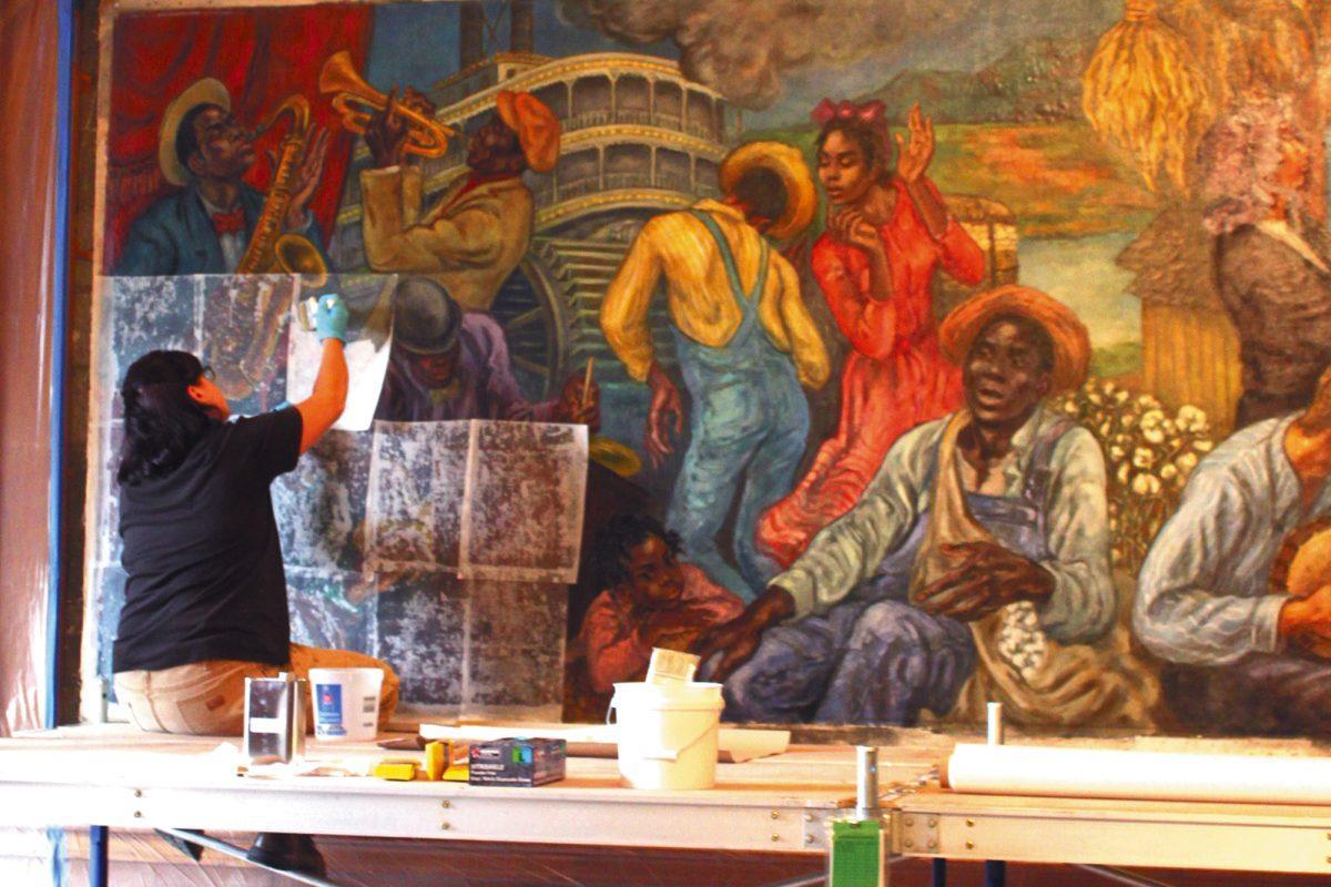 Due to future construction, the task of relocating this controversial mural has begun.