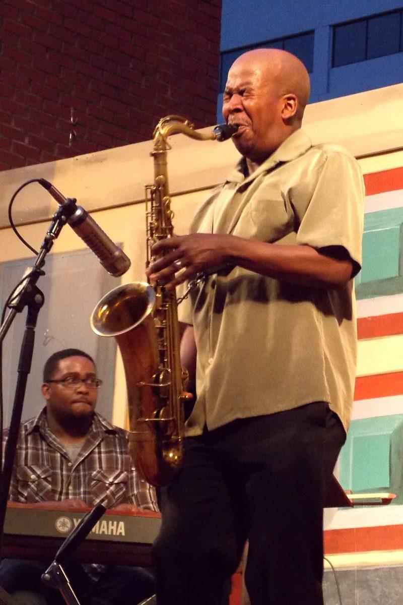 Greg Tardy of The Thompson/Tardy quartet plays the tenor saxophone.