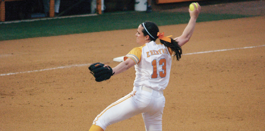 Ellen Renfroe pitches against Alabama on March 23, 2011.