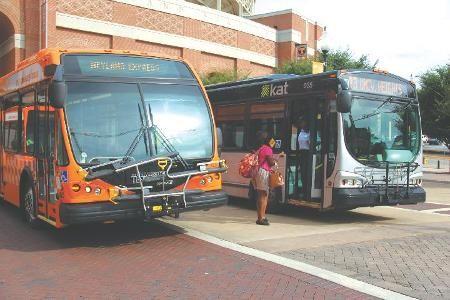 The new "T" bus system was funded through a $60 addition onto each student's transportation fee.