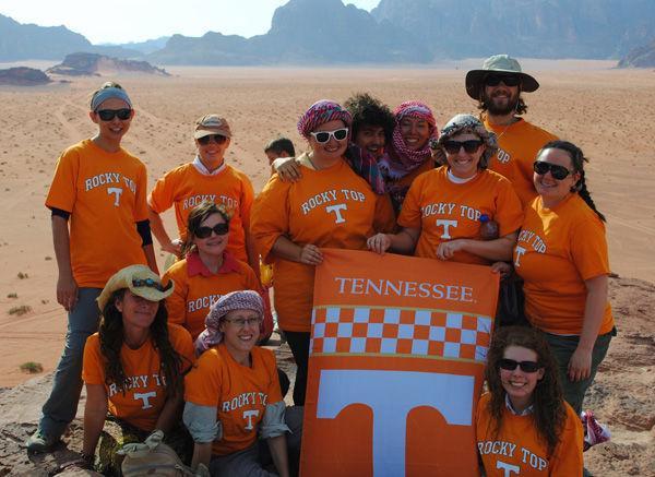 UT students take a break from excavating the Roman fort at 'Ayn Gharandal to explore Wadi Rum.