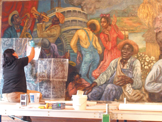 Marion Greenwood's infamous 1954 mural, which depicts the three regions of Tennessee across nearly 30 feet of the UC Ballroom, is being removed in preparation for the building's demolition in fall 2014 or early 2015.