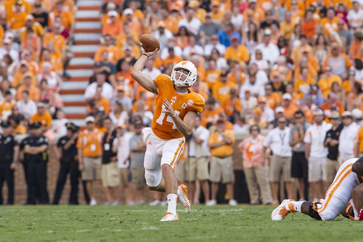 Junior quarterback Justin Worley throws a pass during UT's season opener against Austin Peay at Neyland Stadium on Aug. 31. The Vols beat the Governors 45-0.