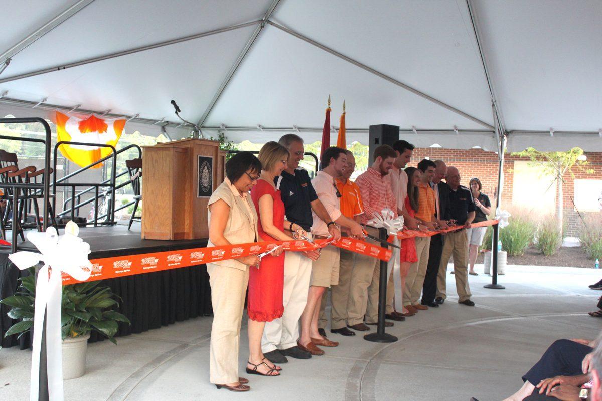 Directors of RecSports cut the ribbon at the unveiling of the 38-acre sporting complex on Aug. 30. It marks the beginning of what many consider to be a new era of intramural and club sports.